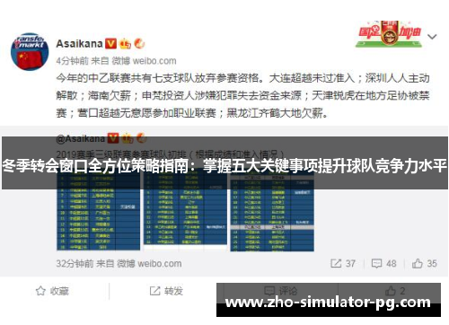 冬季转会窗口全方位策略指南:掌握五大关键事项提升球队竞争力水平 冬季转会窗口全方位策略指南:掌握五大关键事项提升球队竞争力水平